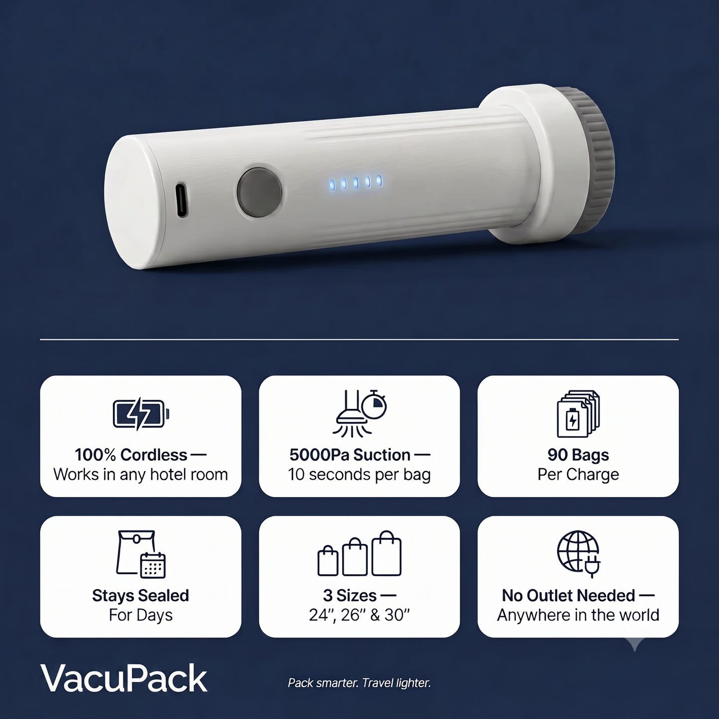 FLEXA VacuPack — Travel Compression Bags with Electric Pump