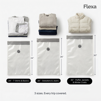 FLEXA VacuPack — Travel Compression Bags with Electric Pump